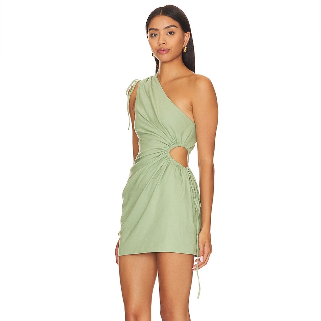 Camila Coelho Green One-Shoulder Mini Dress